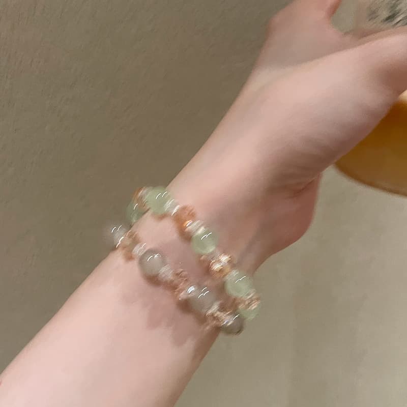 Mint green beaded bracelet for women ins summer niche design personality bracelet 2023 new style internet celebrity girlfriends jewelry