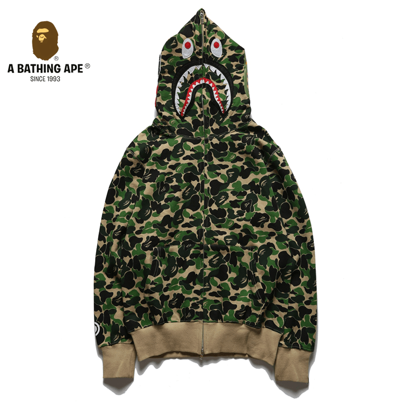A BATHING APE ABC CAMO High Quality Pure Cotton Version SHARK FULL ZIP HOODIE MENS AND WOMEN