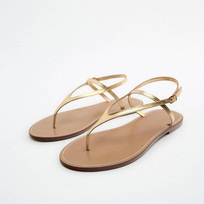 Elegant Simple Women's Flat Sandals Roman Clip-Toe Slippers Flat Bottom One-Strap Fairy Style Footwear