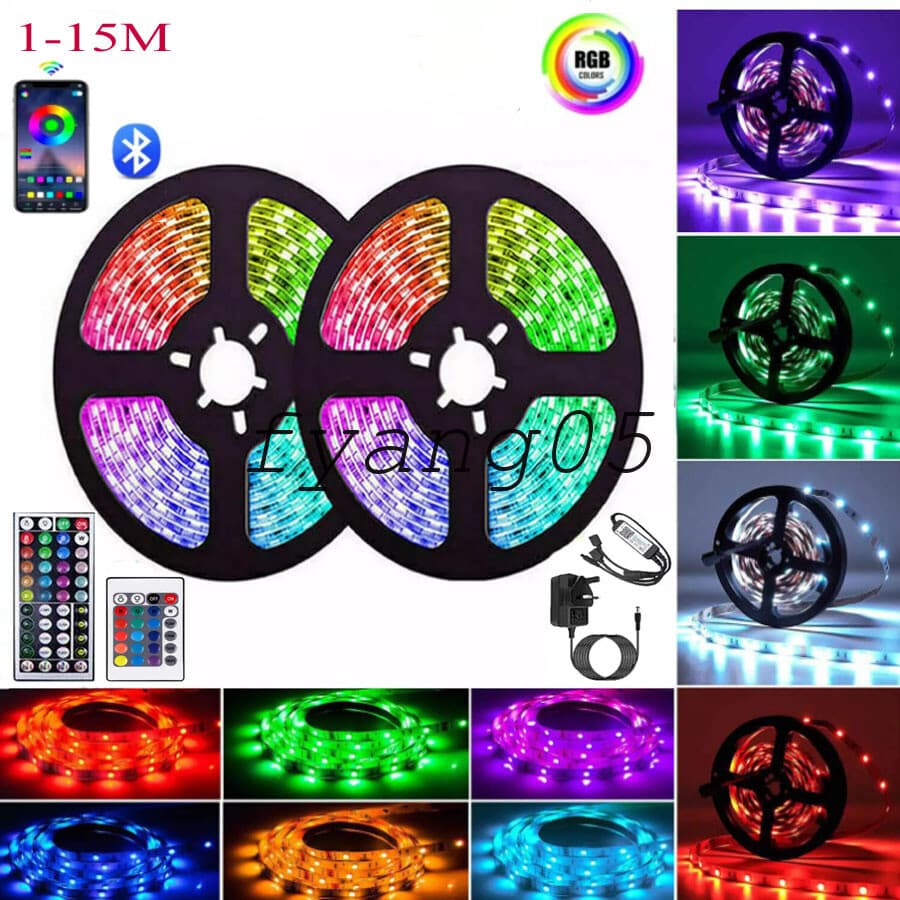 Bande lumineuse LED 5050 RGB rétroéclairée pour téléviseur, 1 à 15 mètres, Bluetooth, contrôle par application, USB