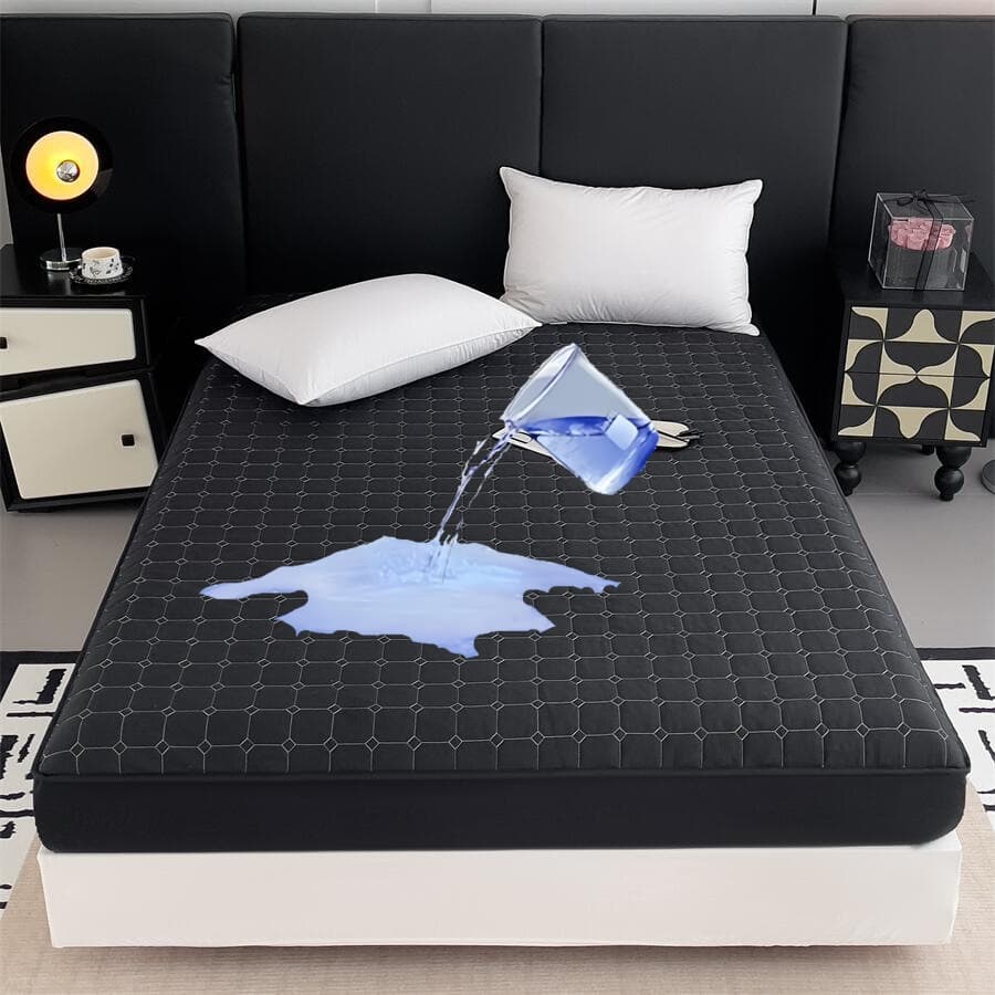 Solid Color Quilted Waterproof Bed Fitted Sheet