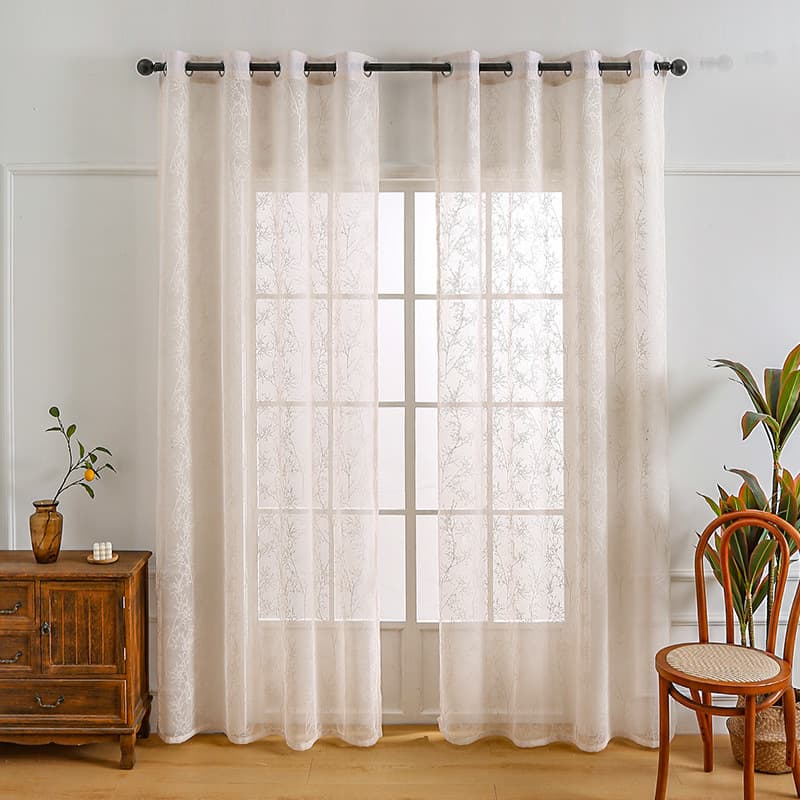 Simple Foundation Branch Lace Curtains Living Room Kitchen Balcony Study Lace Semi Shading Decorative Curtains
