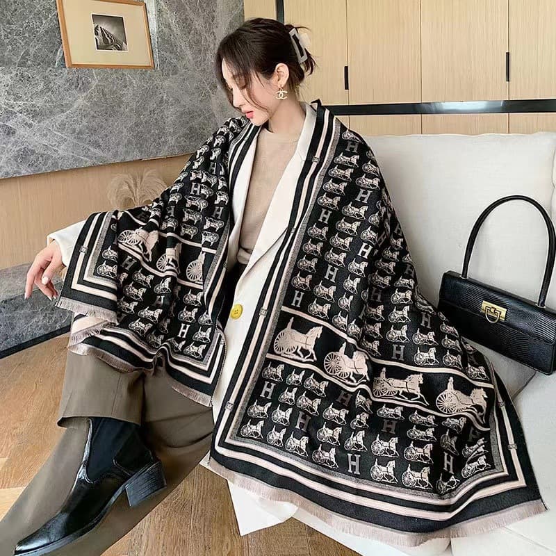 Écharpe pied-de-poule simple pour femme, nouvelle collection automne-hiver, légère et luxueuse, longue section, châle chaud en cachemire épais