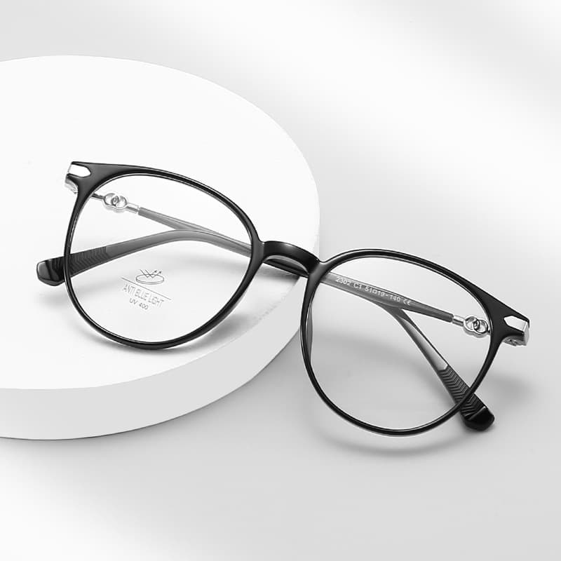 New 2302 Large Fashion Unisex Eye TR90 Frame Flat Mirror Anti Blue Light Glasses