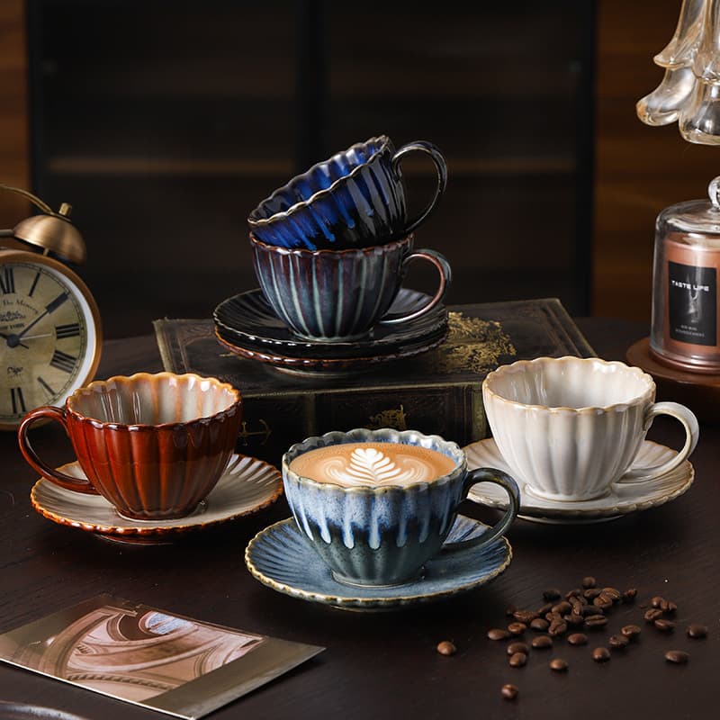 Striped Raku Ceramic Mug With Glaze Variation, Elegant Coffee Cup For Home, Office & Hotel Use, Handcrafted Tea Drinking Cup With Artistic Finish