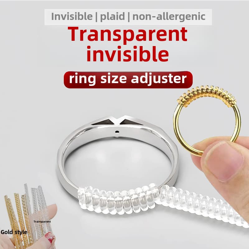 Golden Transparent Plastic Invisible Ring Adjusting Artifact Adjusting Size Spring Rope Transparent Telephone Line Thickness Adjusting Ring