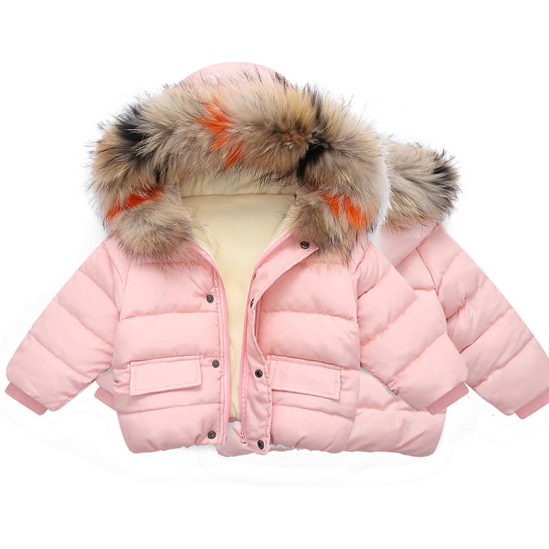 Kids Winter Jacket With Faux Fur Hood - Warm Fleece-Lined Coat For Boys & Girls (80-130cm) - Soft Polyester Outer & Inner - Zipper Closure