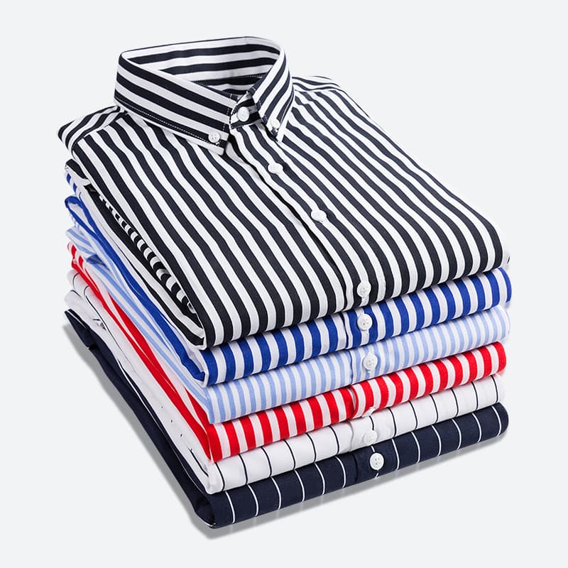 Striped Seven-point Sleeve Shirt Stretch Korean Version Four Seasons Wear Quality Men's Business Casual Square Collar Shirt