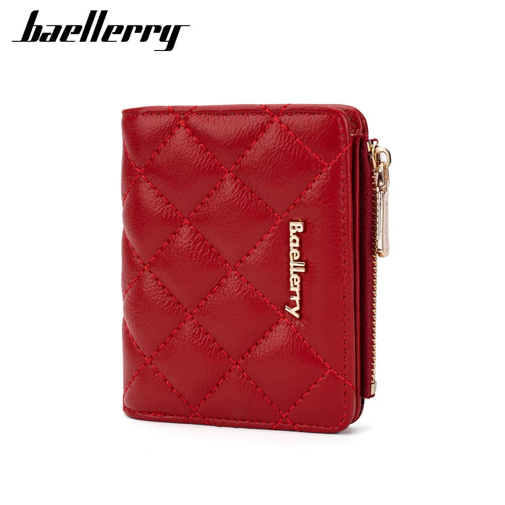 Baellerry new women's short wallet fashion quilted two-fold zipper coin purse PU wallet women