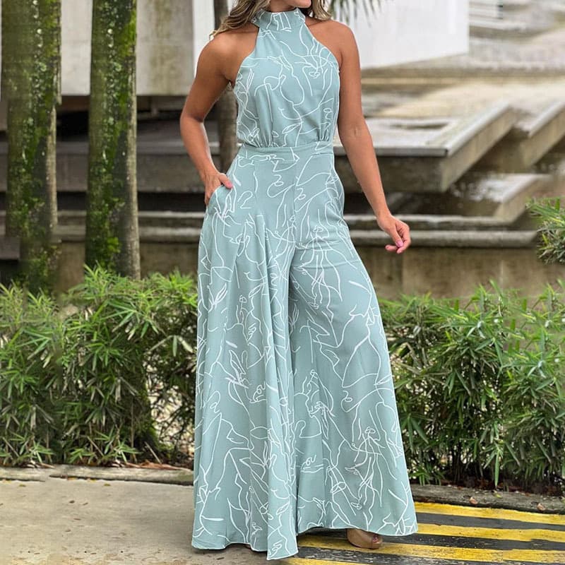 Women's Clothing High Waist Strappy Sleeveless Halter Pants Temperament New Jumpsuit