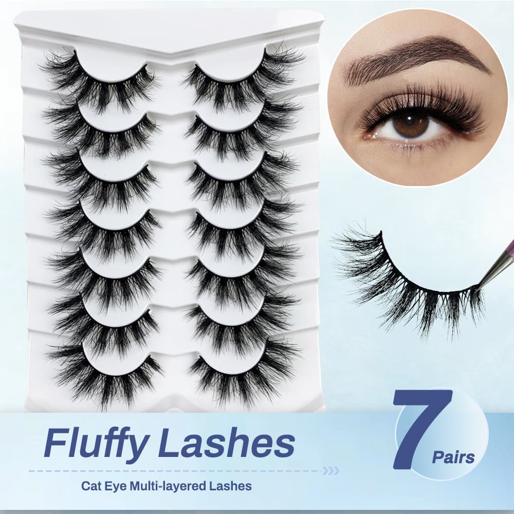 3D False eyelashes 7 pairs of thick natural stereo curl fluffy eyelashes