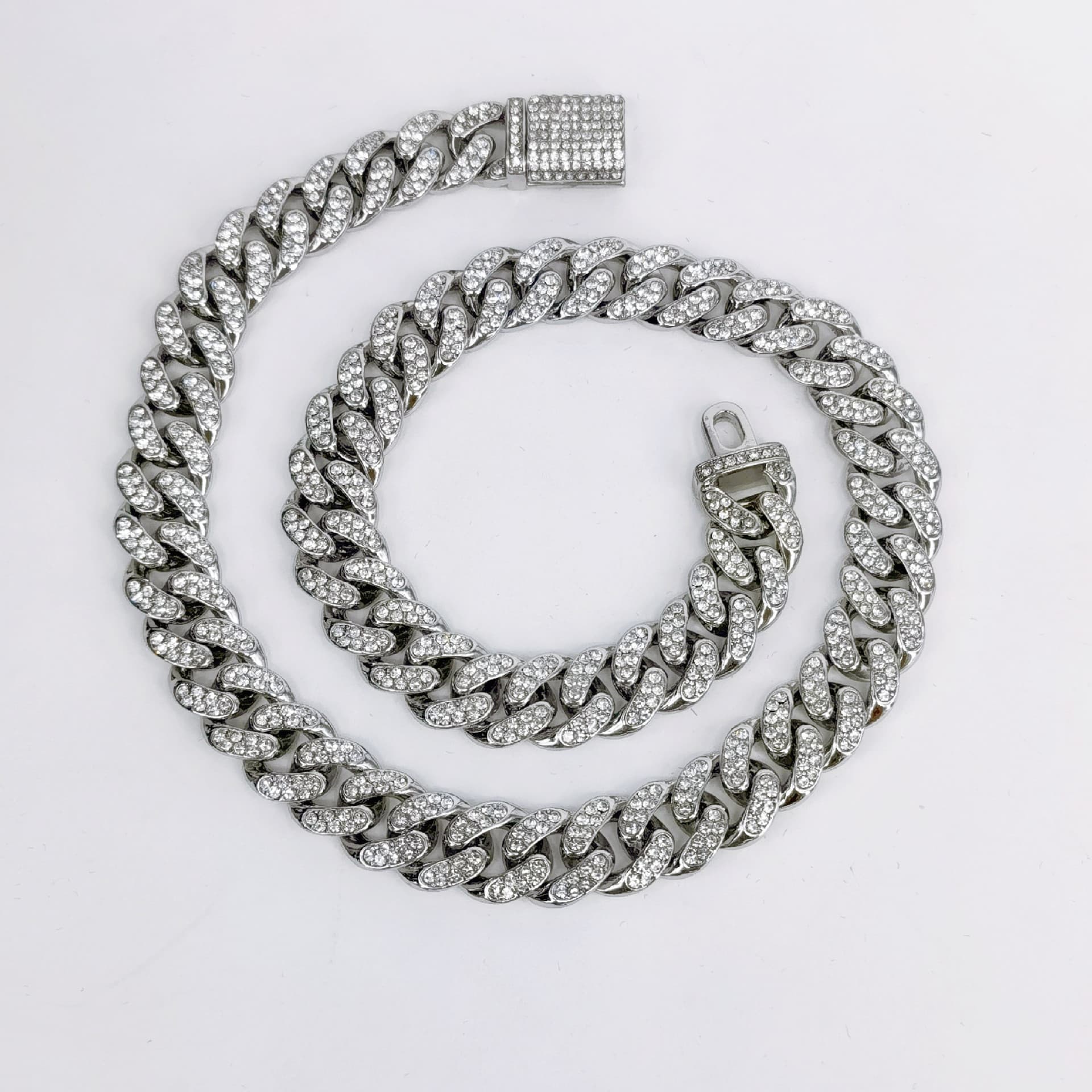 Unisex 12mm Round Chain Flip Head Alloy Necklace For Men And Women High End Trendy Rap Hip Hop Cuban Chain