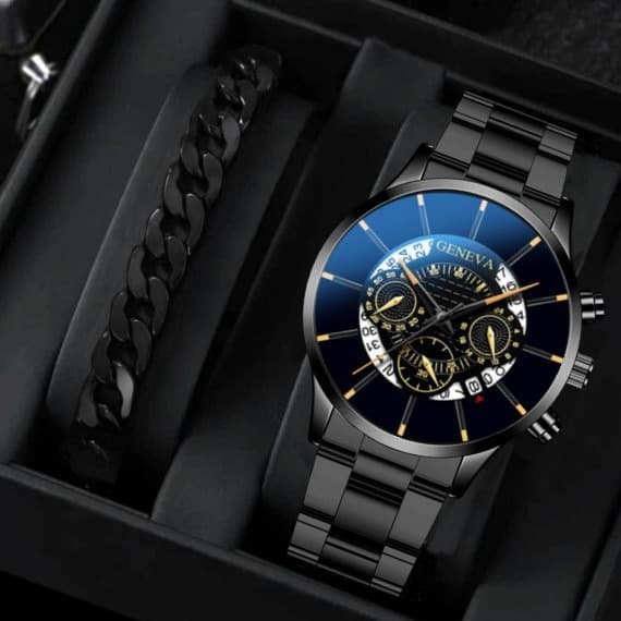 Men's Watches Fashion Business Calendar Watch Wholesale Personality Men's Steel Strap Watch Business Hot Style Bracelet Set Men's Watch