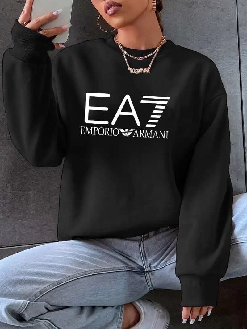 EA7 Automne et Hiver Nouveaux vêtements pour femmes et filles - Style mode et fun - Sweat à capuche à manches longues et col rond