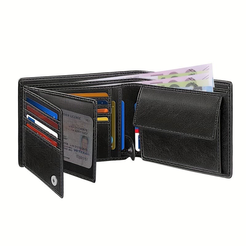 Double Loose-leaf Men's Wallet Multi-card Simple With Change Pocket Money Clip Anti-theft Brush Large Capacity Wallet