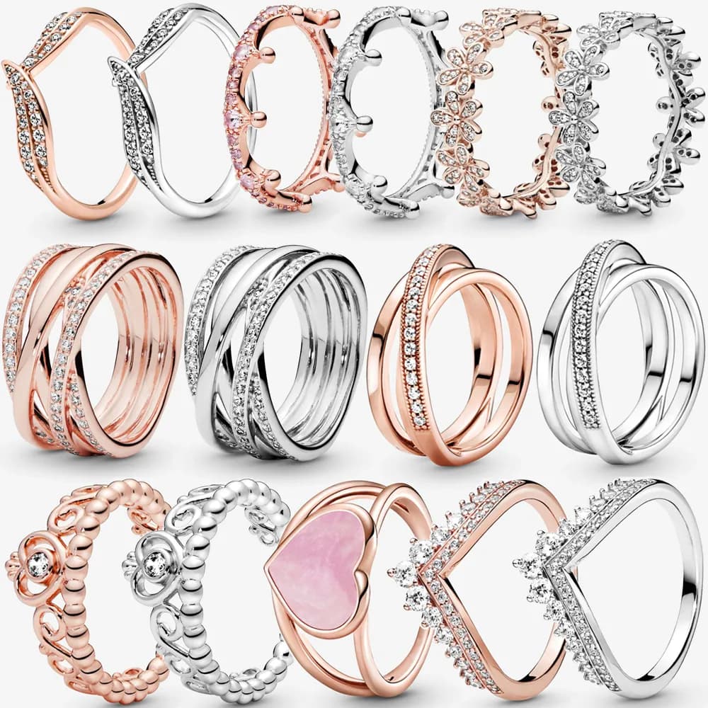 2024 Popular 925 Silver Ring Princess's Sparkling Love Ms. Engaged In Jewelry Fashion Accessories