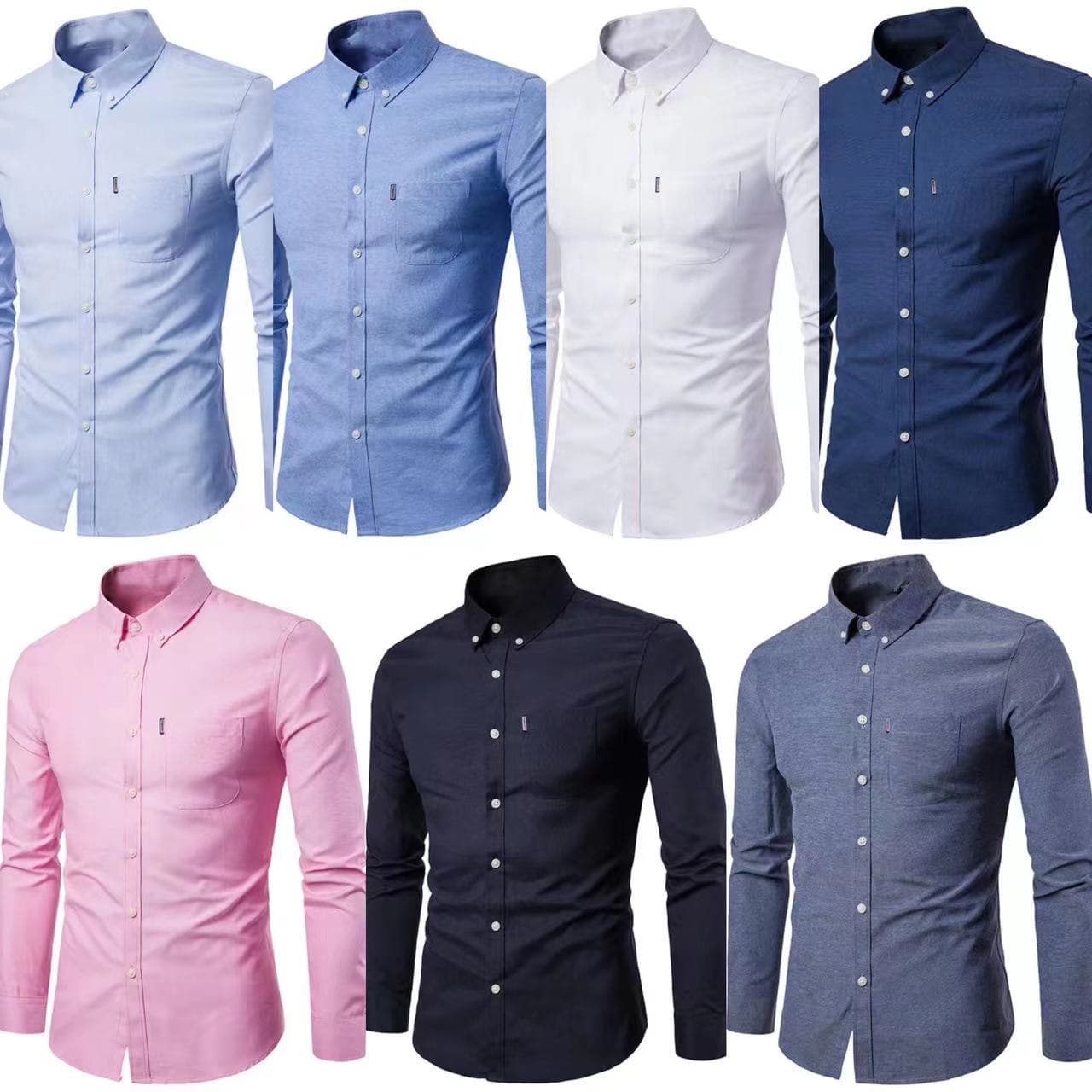 Men's long sleeve shirt Men's shirt Korean version of non-ironing slim solid color young casual men's wear