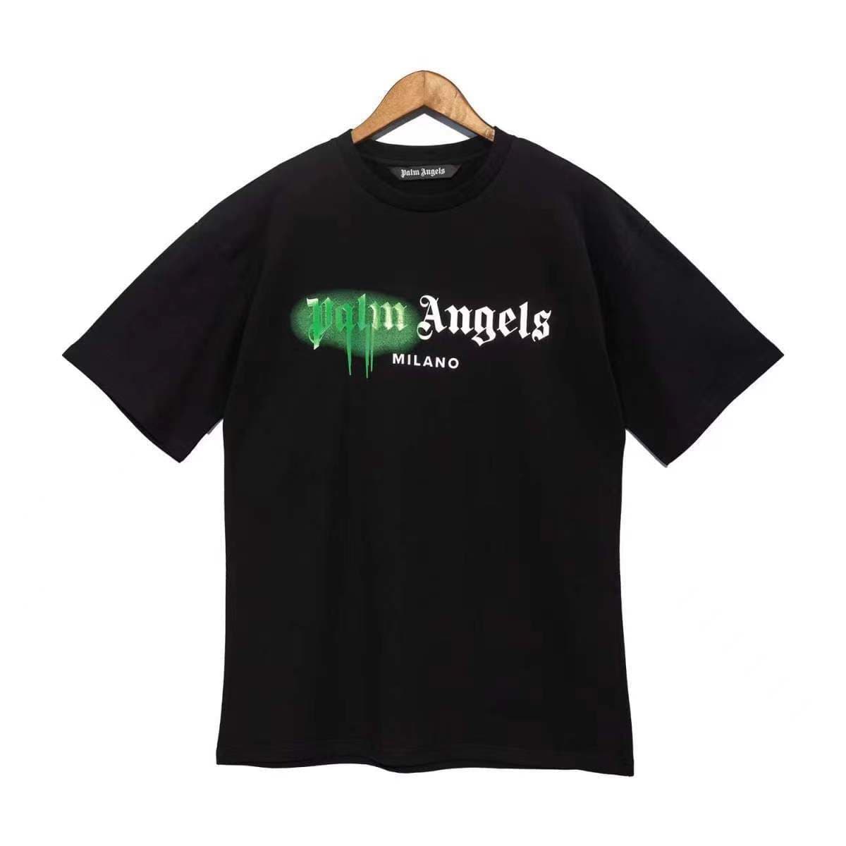 T-shirts en coton à manches courtes pour hommes et femmes, amples et décontractés, avec lettres graffiti dissolvantes, palmiers, anges