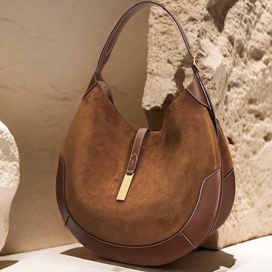 Women's Bags Women's Underarm Bag Suede Equestrian Design Dumpling Bag Tote Bag Style Hand Held Crescent Bag Large