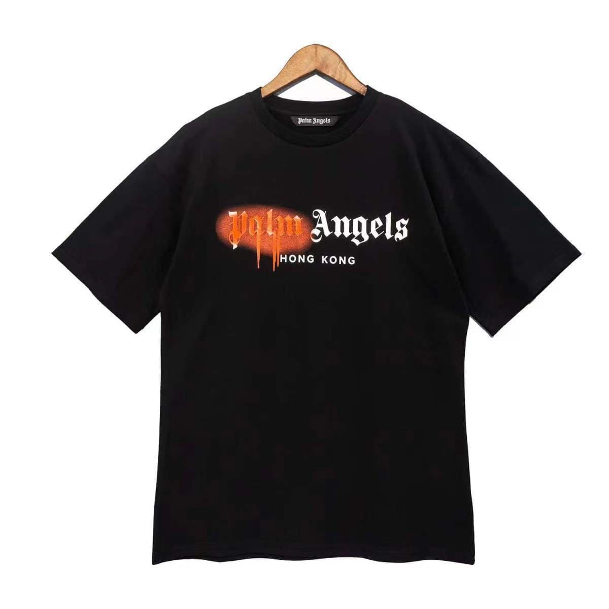 T-shirts en coton à manches courtes pour hommes et femmes, amples et décontractés, avec lettres graffiti dissolvantes, palmiers, anges