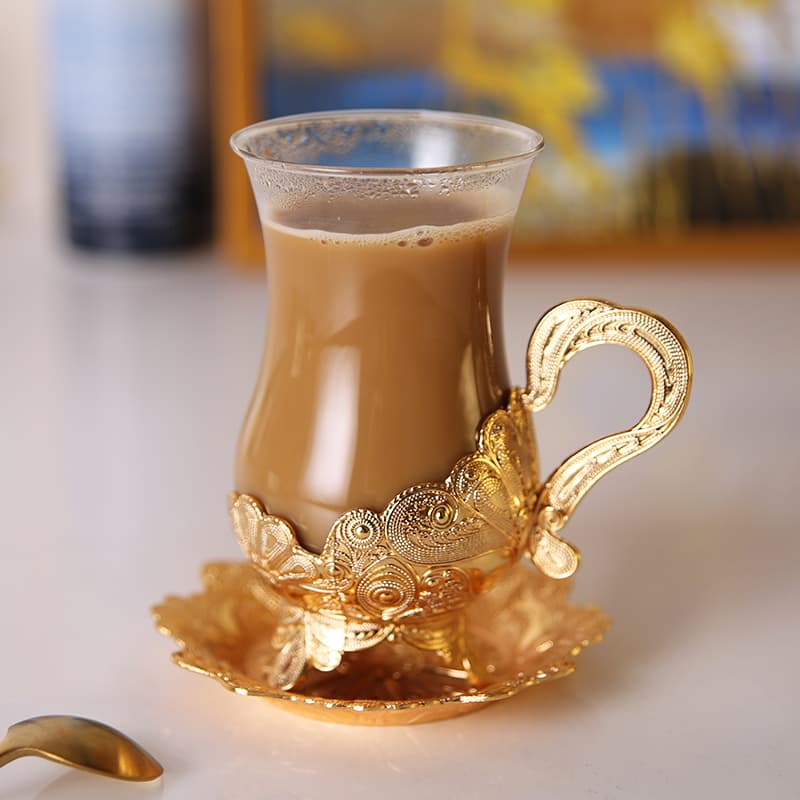 European Style Coffee Women's Glass Water Luxurious Creative Set High-end Insulated Saucer Tea Mug Simple Cup