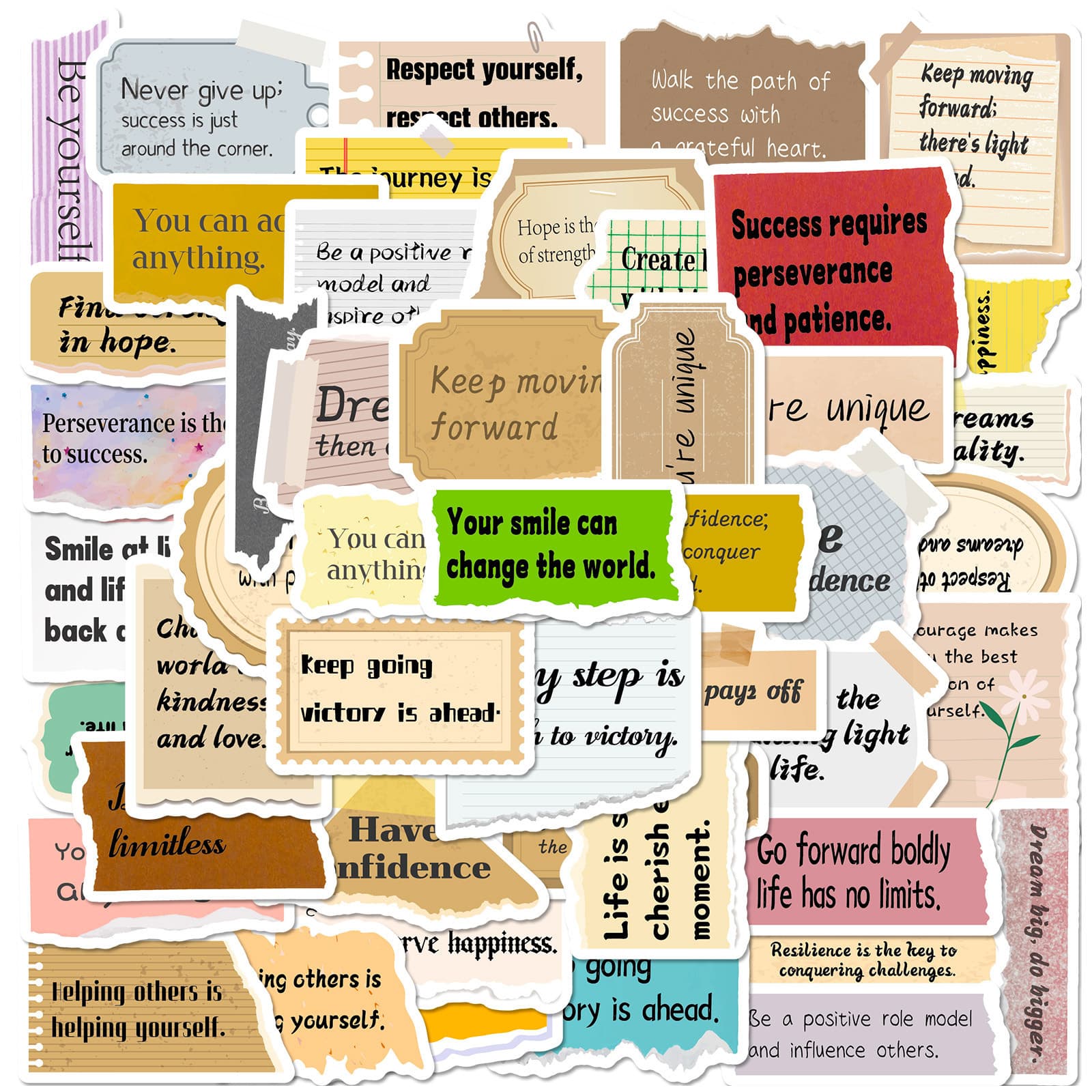 Stationery Sticker hand-torn text stickers special-shaped hand-torn inspirational text stickers INS wind English hand account stickers