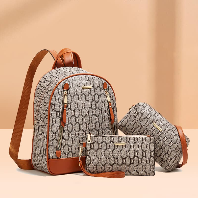 Fashion Korean Style Trendy Shoulder Bag Three-use Women's Bag Multi-use Backpack Three-piece Set