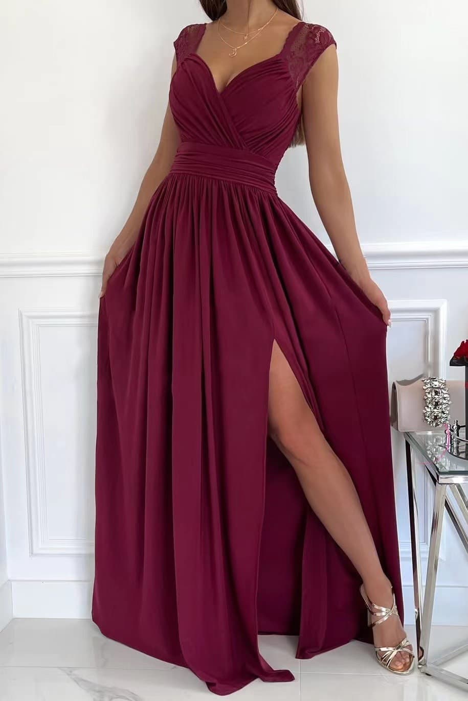 Women's Clothing Style Sleeveless Lace Open Back Hem Slit