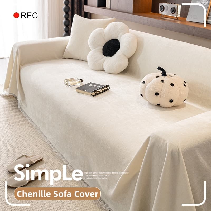 Velvet Chenille Sofa Cover Blanket - Large Universal Protector For Couches, Sectionals, Recliners - Anti-Scratch Fabric For Pet Owners
