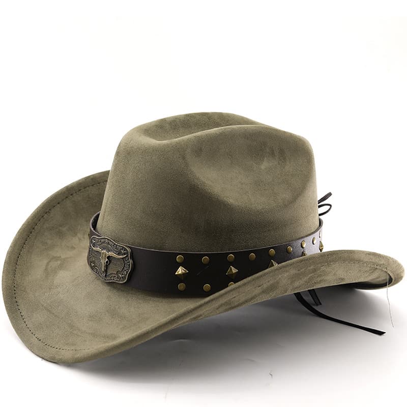 Bullhead Suede Western Cowboy Woolen Jazz Top Men Women Ethnic Style Autumn And Winter Felt Large Eave Hat