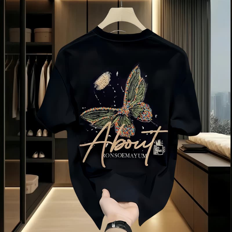 Men's Clothing Heavy Cotton Short Sleeved T Shirt Casual Trend Men and Women Summer Ins White Round Neck Top Trendy Versatile Men's Half Sleeve