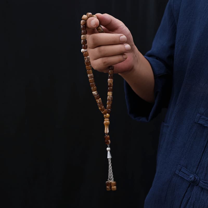 45-Piece Cylindrical Alloy Prayer Beads Set - 8mm Islamic Tasbih Muslim Misbaha Rosary For Meditation & Spiritual Practice