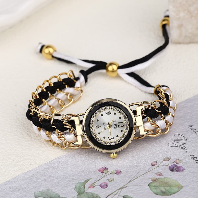 Women's Quartz Watches New Casual Fashion Diamond Ladies Watch Female Student Braided Drawstring Bracelet Watch