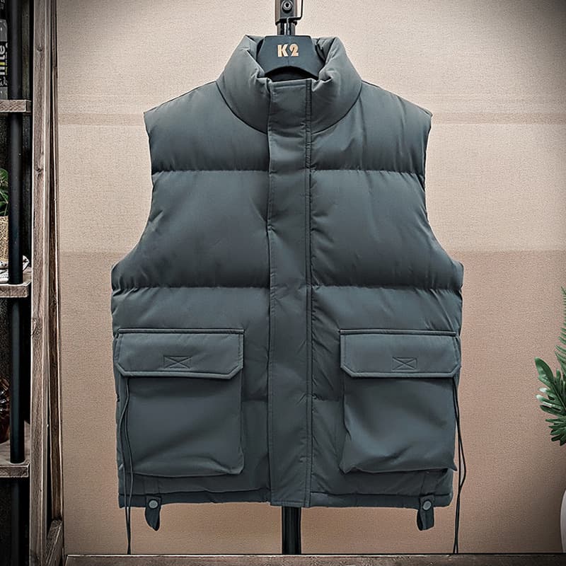Unisex Stand Collar Vest – Lightweight Winter Puffer Sleeveless Jacket For Streetwear & Layering (Black/Grey/Cream, M-4XL)