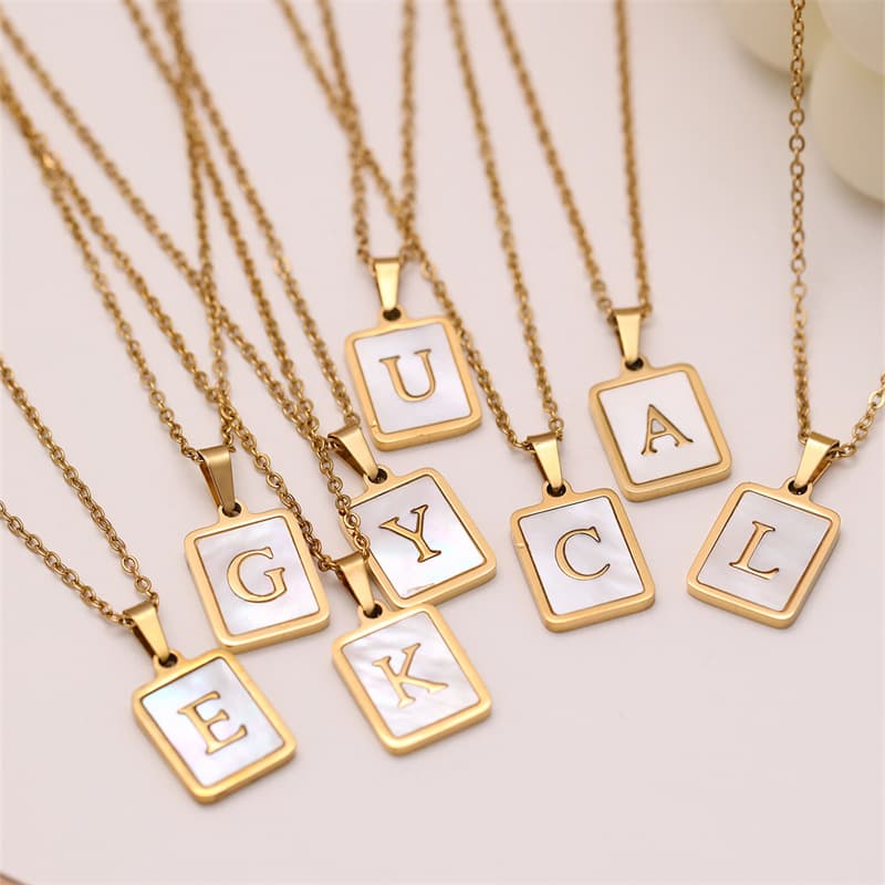 304 Stainless Steel Copper Letter Pendant Necklace