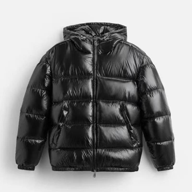 Men's Winter Hooded Puffer Jacket With Lightweight Insulation, Black, Slim Fit, Water-Resistant Polyester, Casual Outerwear For Urban Commute