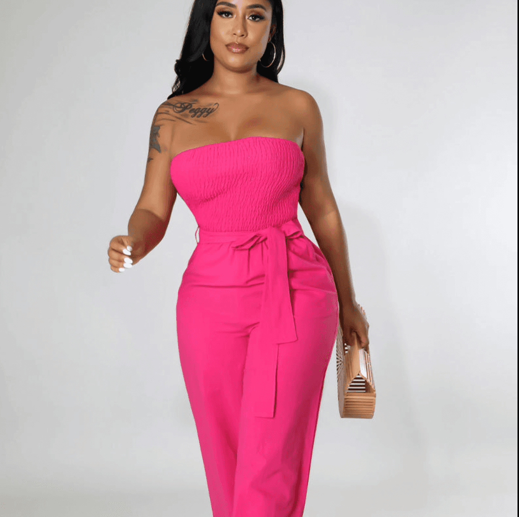 Summer New Fashion Sexy Solid Color Bra Jumpsuit Casual Pants
