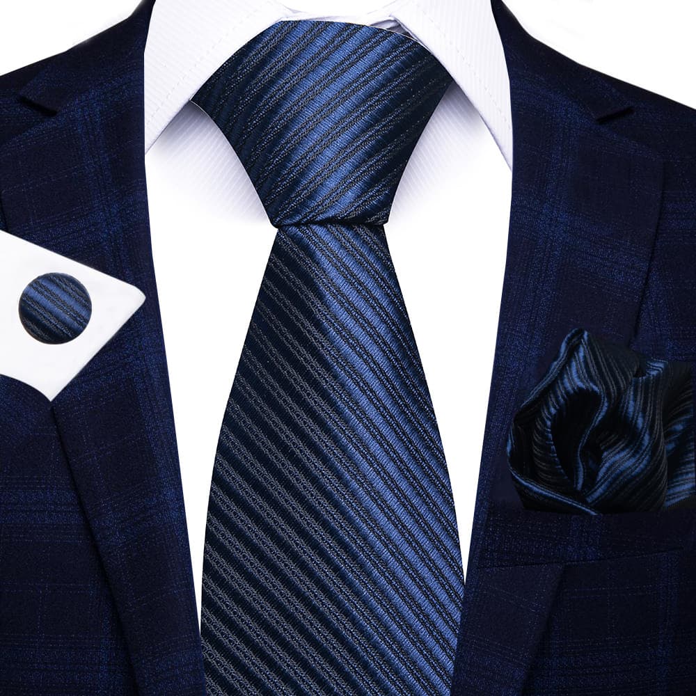 Unisex High-grade polyester silk tie men's business formal solid color tie pocket towel cuff link set jacquard