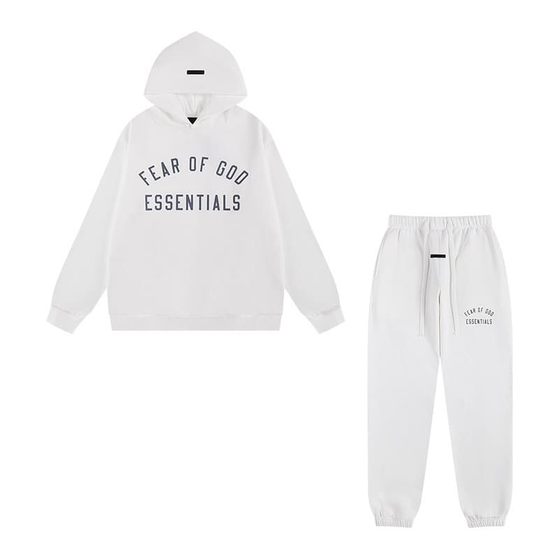 Sweat-shirt ample à double ligne FOG ESSENTIALS Saison 8 avec lettres floquées au dos, en éponge à capuche