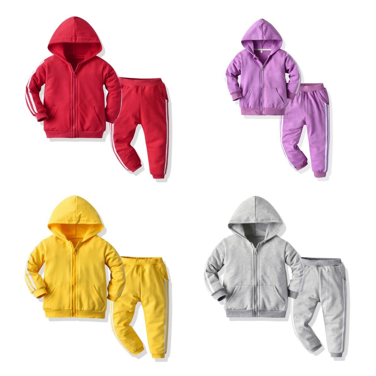 Kid's Clothing Children's new casual zipper shirt suit One year old baby autumn and winter hooded sportswear two piece suit