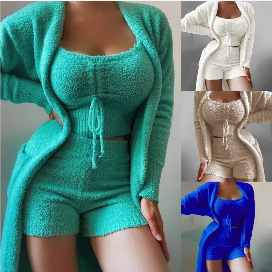 Women's Clothing new plush three piece suit home clothes