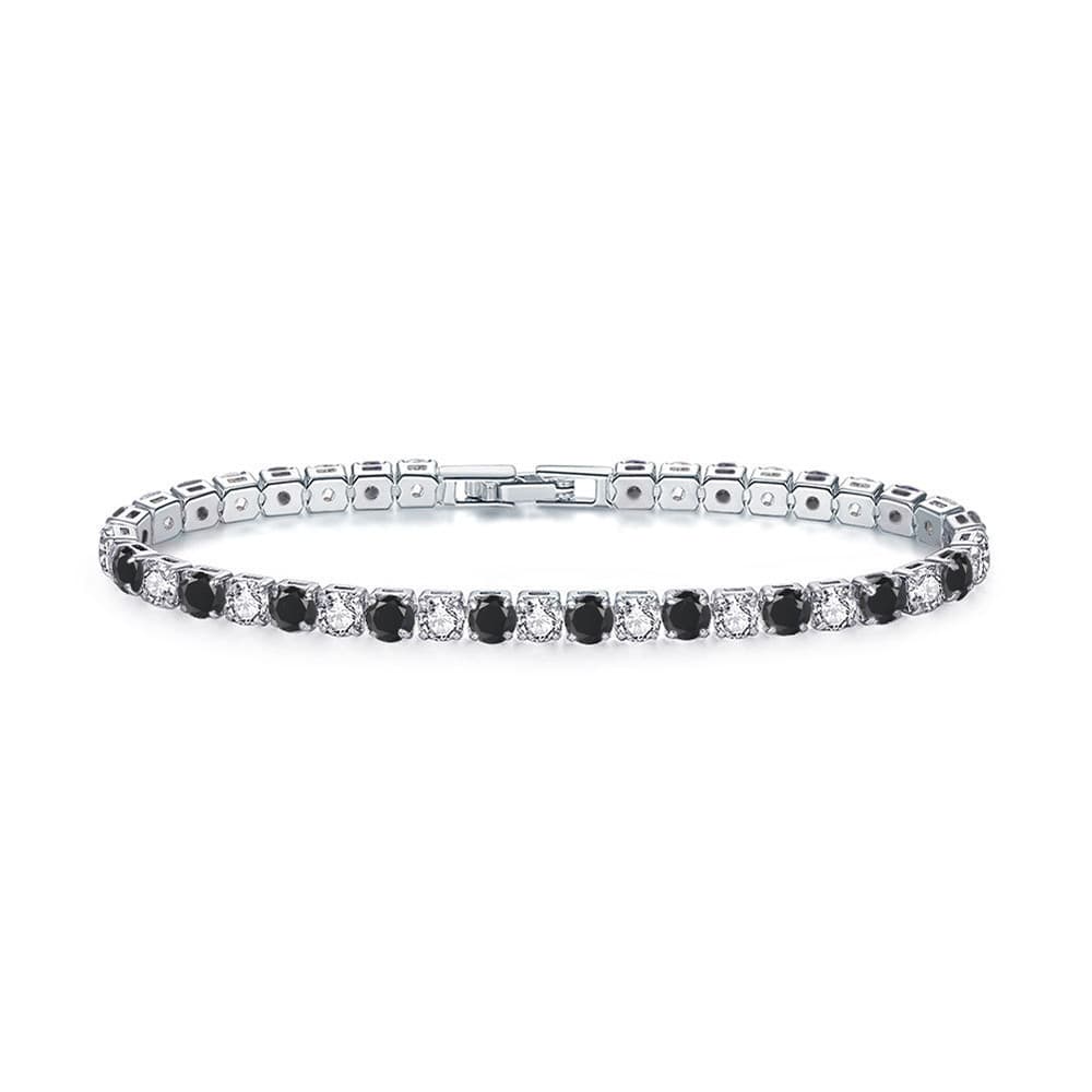 Bracelet en zircon à une rangée de diamants ronds de 4 mm, style tennis, bijou hip-hop à bordure croisée.