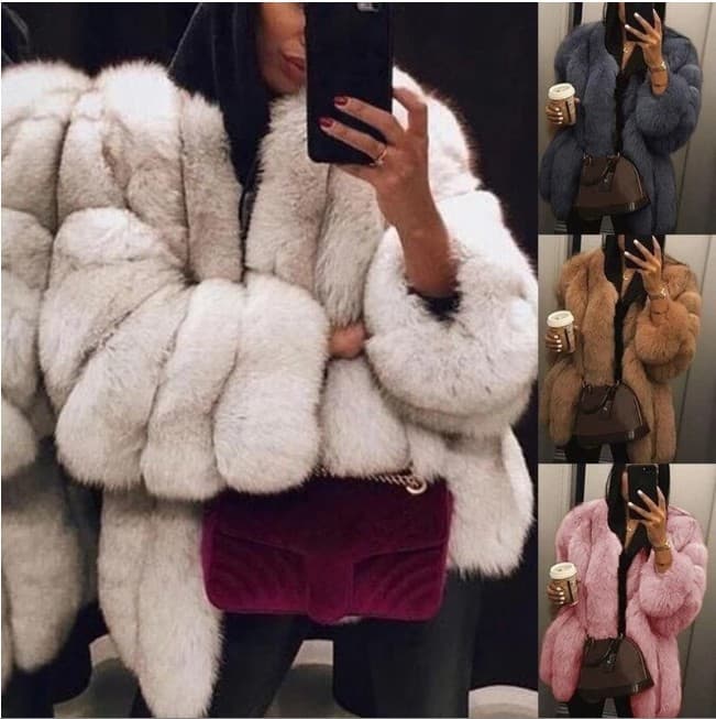 Women's Clothing fur coat for women new autumn and winter fox fur mid length artificial fur fur coat