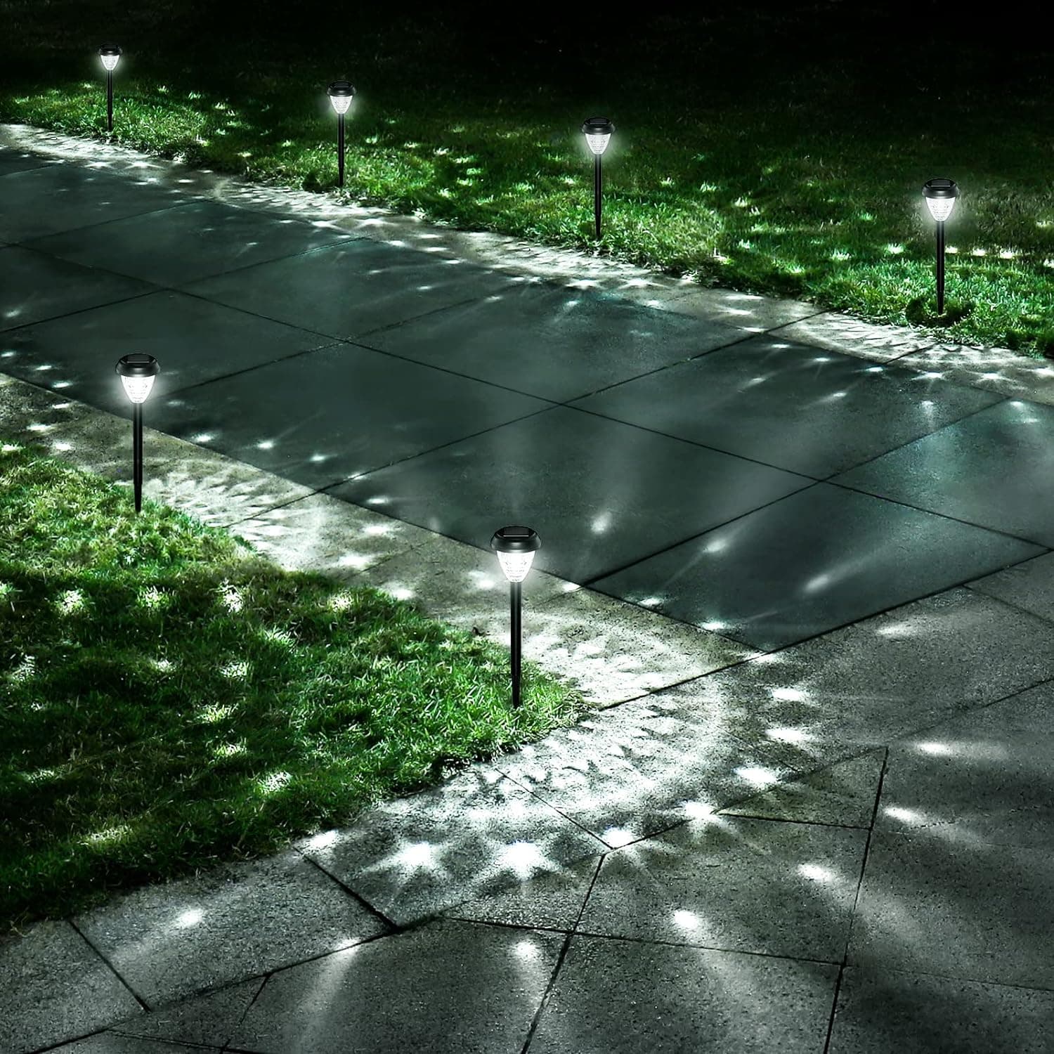 Super Bright Solar Lights, Waterproof 10 Pack, Dusk to Dawn Up to 12 Hrs Solar Powered Outdoor Pathway Garden Lights Auto On/Off, LED Landscape Lighti