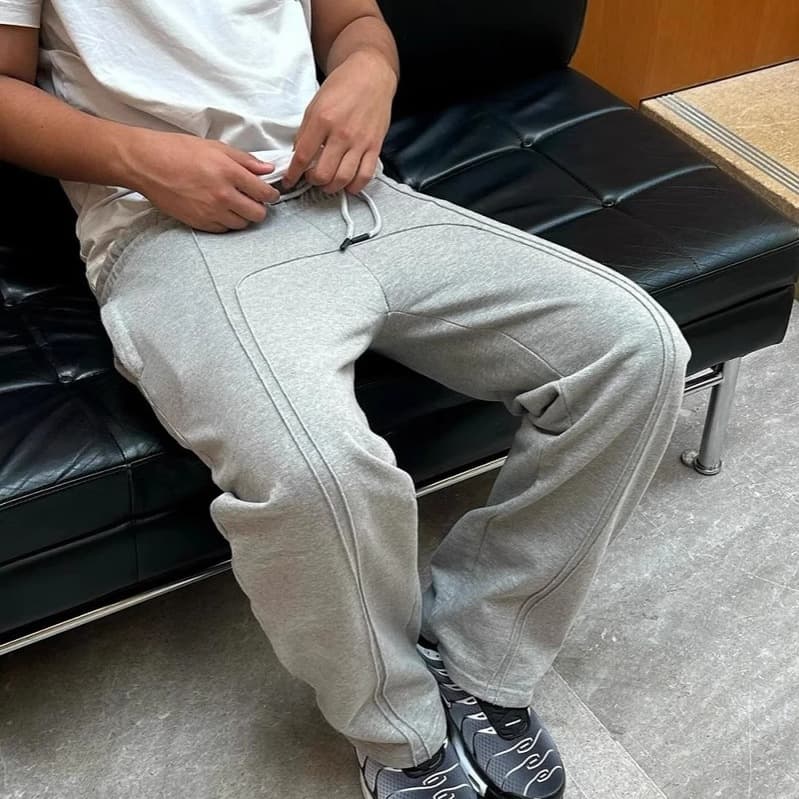 Men's Clothing Sports Splicing Y2K High-Waisted Fleece Joggers – Streetwear Patchwork Pants With Drawstring, Baggy Fit & Micro-Stretch For Men​