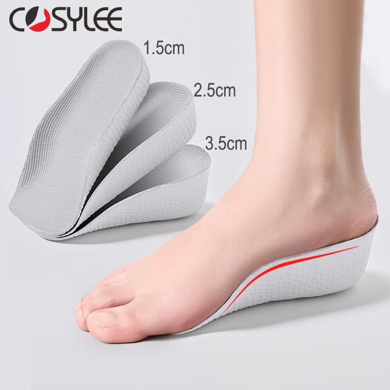 Arch Height Increase Insoles Half Orthopedic Breathable Memory Foam 7 Points Lifts Shoe Pads Flat Feet Support
