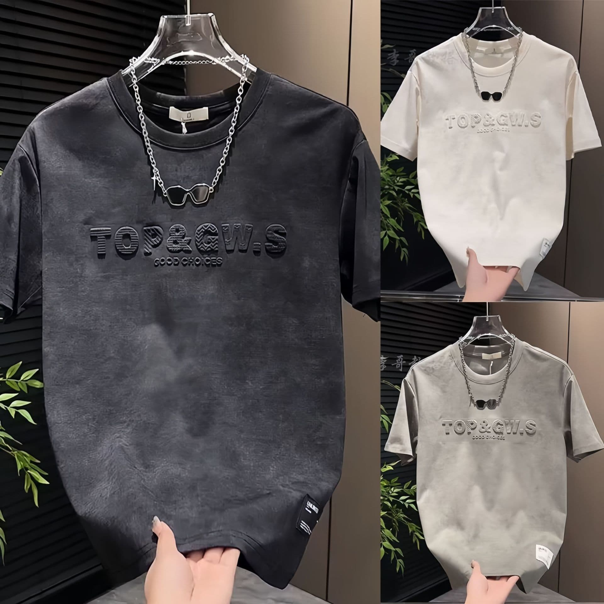 Men's Clothing Stylish Short Sleeve Casual T-Shirt Trendy Design Fashionable Tie Dye Round Neck Versatile Steel Print New