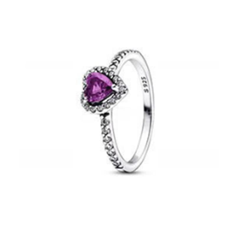 Bague Panjia Duola en cuivre plaqué argent, série Noble, cœur rouge, rose et blanc