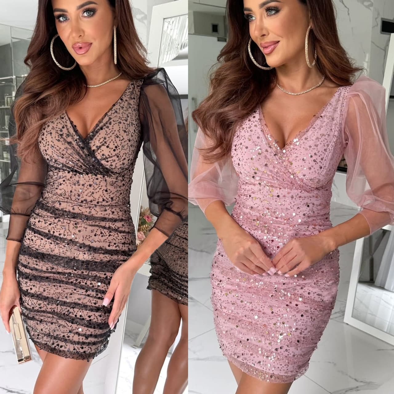 Women's Clothing spring and autumn new sequined long sleeved dress casual party fashion women's dress