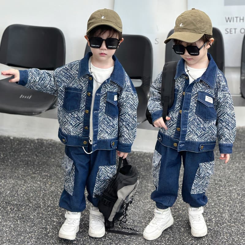 Mother & Kids Boys Denim Suits New Children's Spring Clothes Small And Medium Sized Children's Baby Two Piece Suits